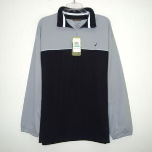 NWT Nautica Mag Cool 1/4 Zip Long Sleeve Gray Black Sweatshirt